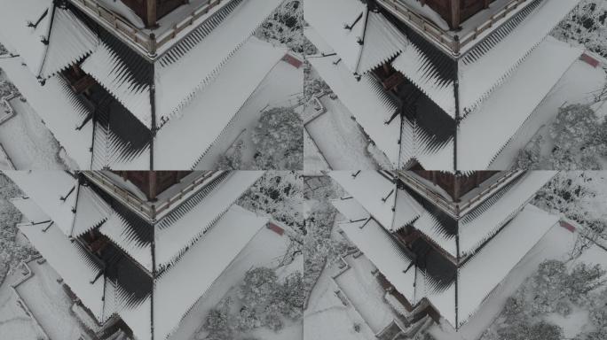杭州径山寺雪景航拍