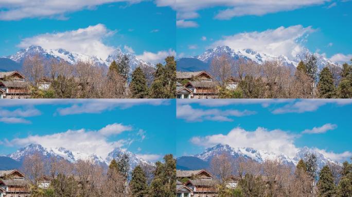 【正版素材】丽江古城与玉龙雪山