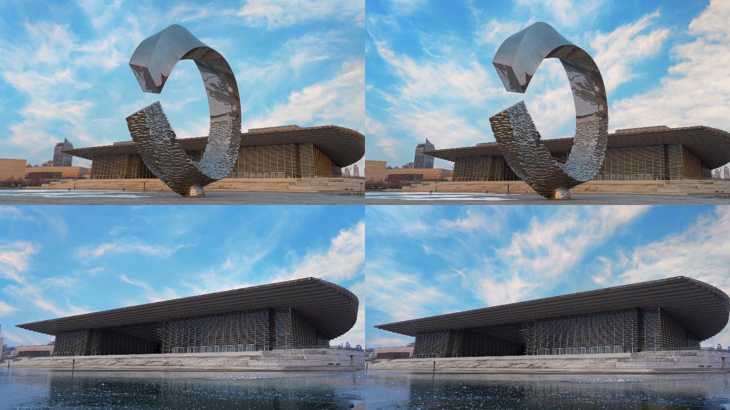 天津文化中心标志性建筑物延时摄影