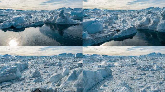 北极自然景观中冰山和冰川