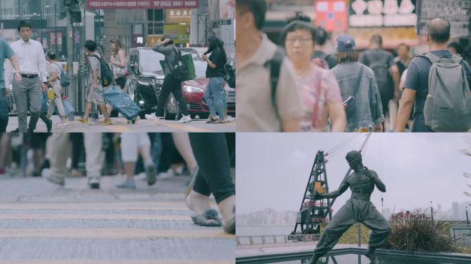 【合集】香港商业街城市街道人群