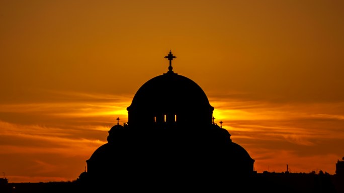 美丽的日出中东宗教大教堂基督教