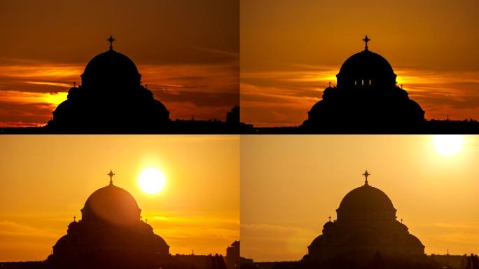 美丽的日出中东宗教大教堂基督教