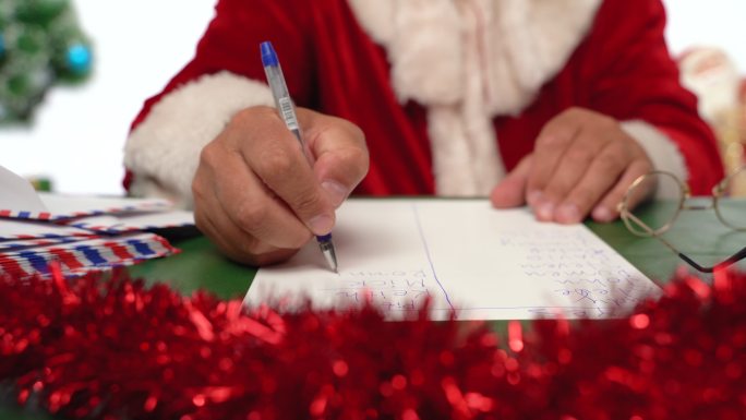 圣诞老人在写清单-特写