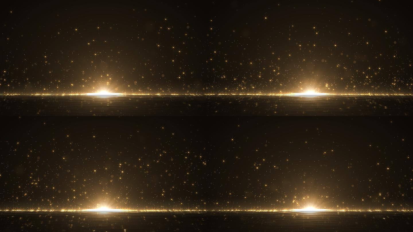 4K金色梦幻唯美光点发光效粒子背景循环3