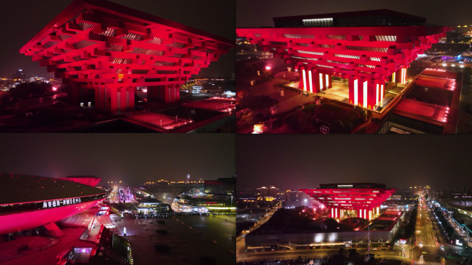 【4K60帧】上海中华艺术宫夜景航拍