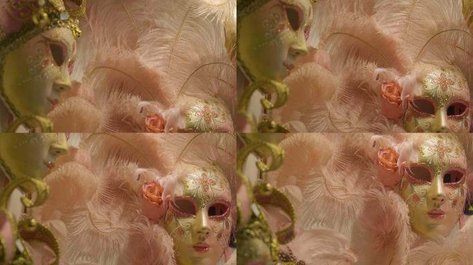 面具抽象意境概念唯美光影轻盈羽毛飞舞艺术
