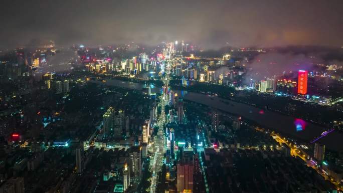 2022春节民族大道景观灯夜景航拍