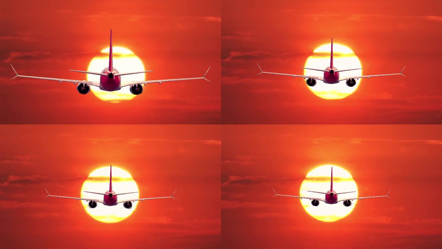 4k飞机飞向太阳宣传片写意镜头