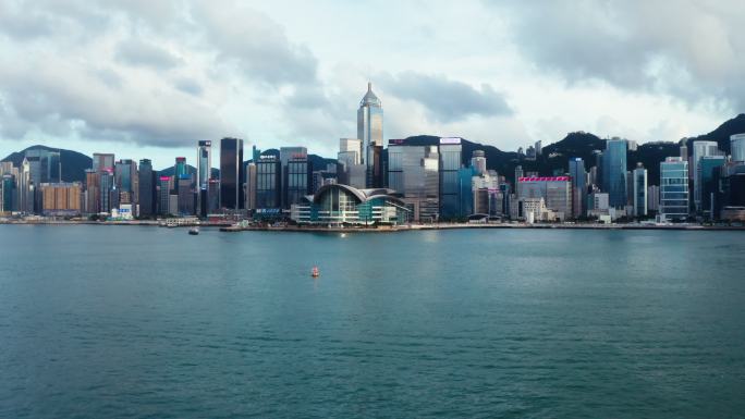 香港维多利亚港市区景观鸟瞰图
