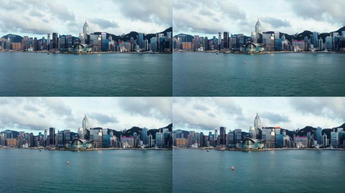 香港维多利亚港市区景观鸟瞰图