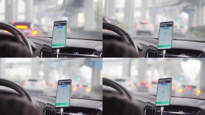 网约车司机使用智能手机APP导航驾驶道路
