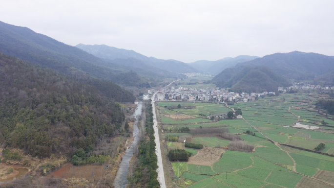 航拍丘陵 山区风景 美丽乡村