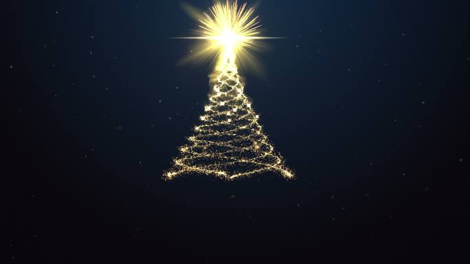 圣诞树背景与烟花金色过节merry