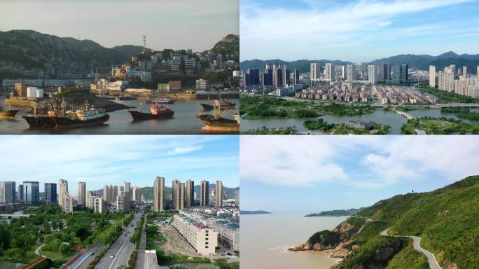 台州市温岭市日落延时航拍夜景