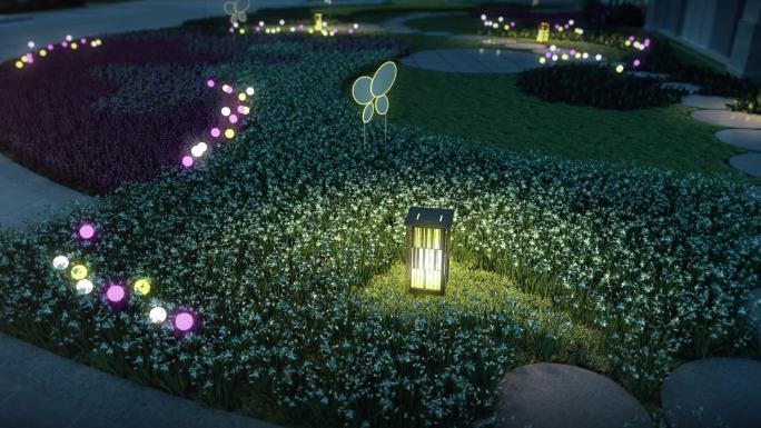 中式园林 亮灯动画 三维 建筑动画 景观