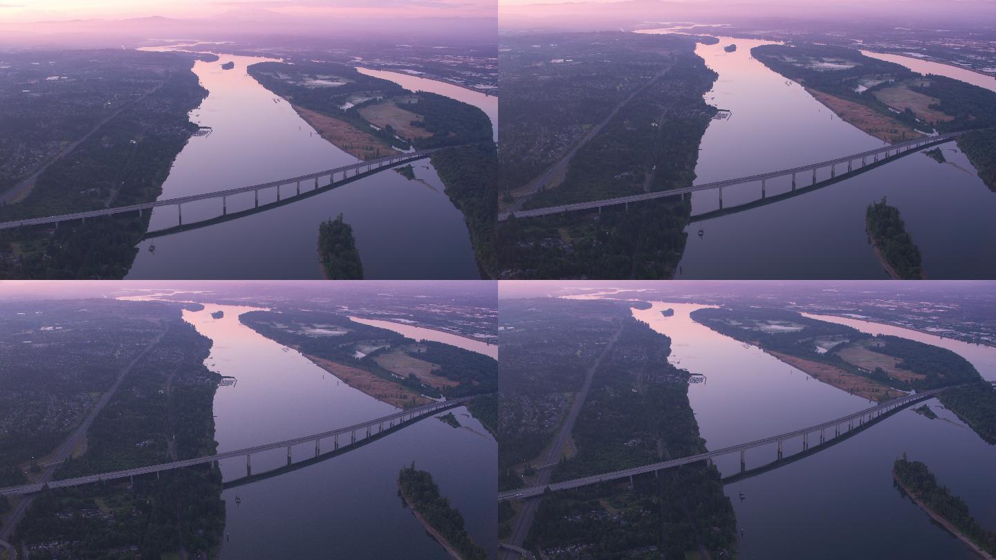 哥伦比亚河大桥鸟瞰图。