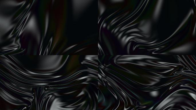抽象黑色丝质面料3D动画。