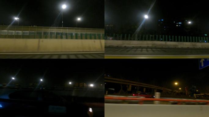 上海高架桥夜晚车左空镜影视素材