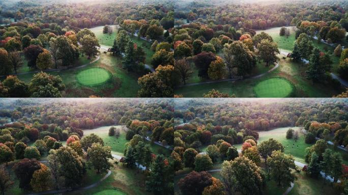 路易斯维尔美丽多彩的树梢和高尔夫球场