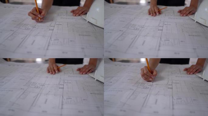 建筑师正在设计蓝图