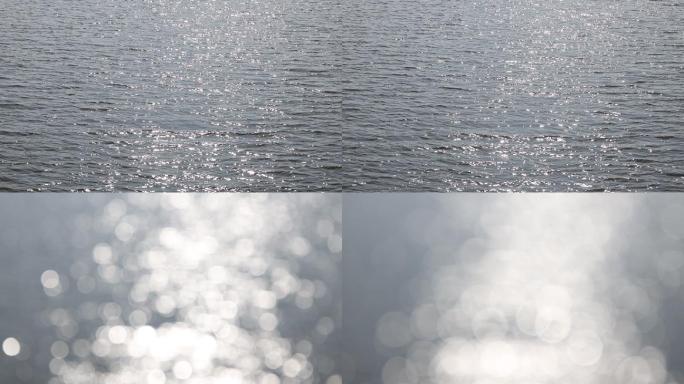 湖面波光粼粼逐渐模糊 空镜头