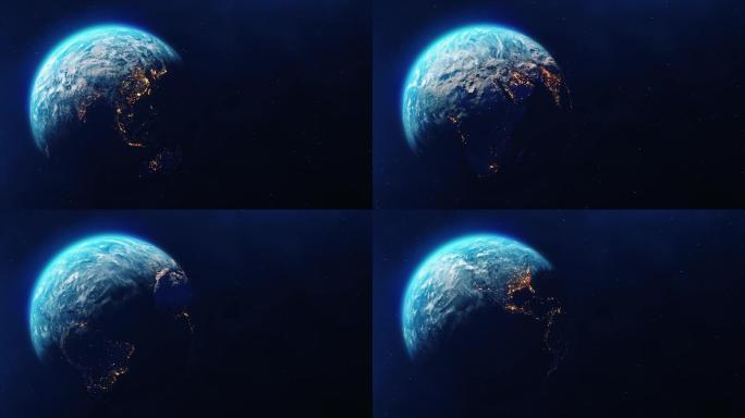 行星地球日夜缓慢旋转循环动画