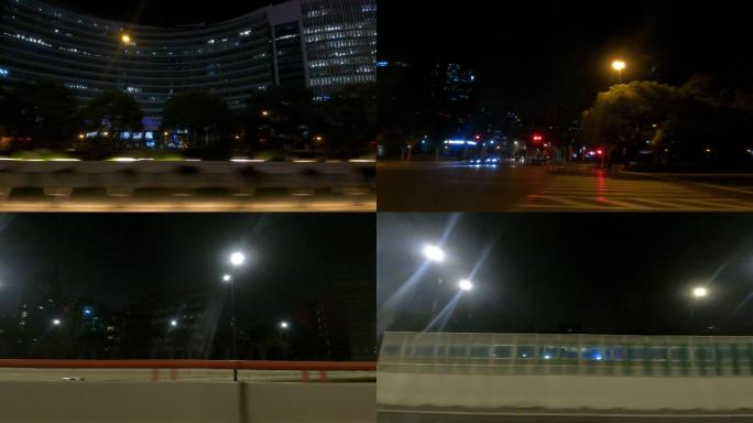 上海陆家嘴夜晚车左抠绿空镜影视素材