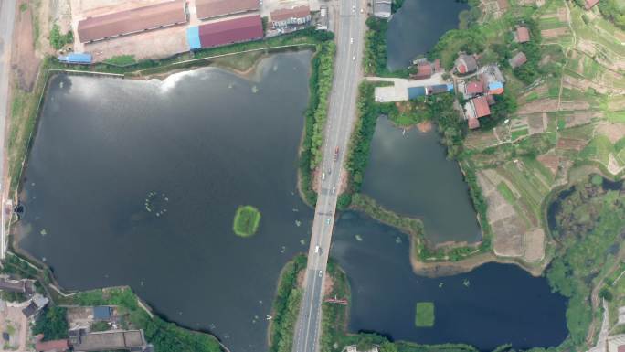 污水管网改造工程成果航拍素材县城小水塘