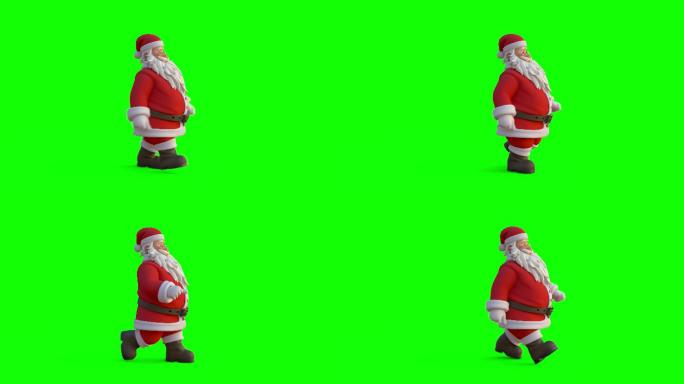 圣诞老人散步绿屏绿幕绿布抠图后期抠像