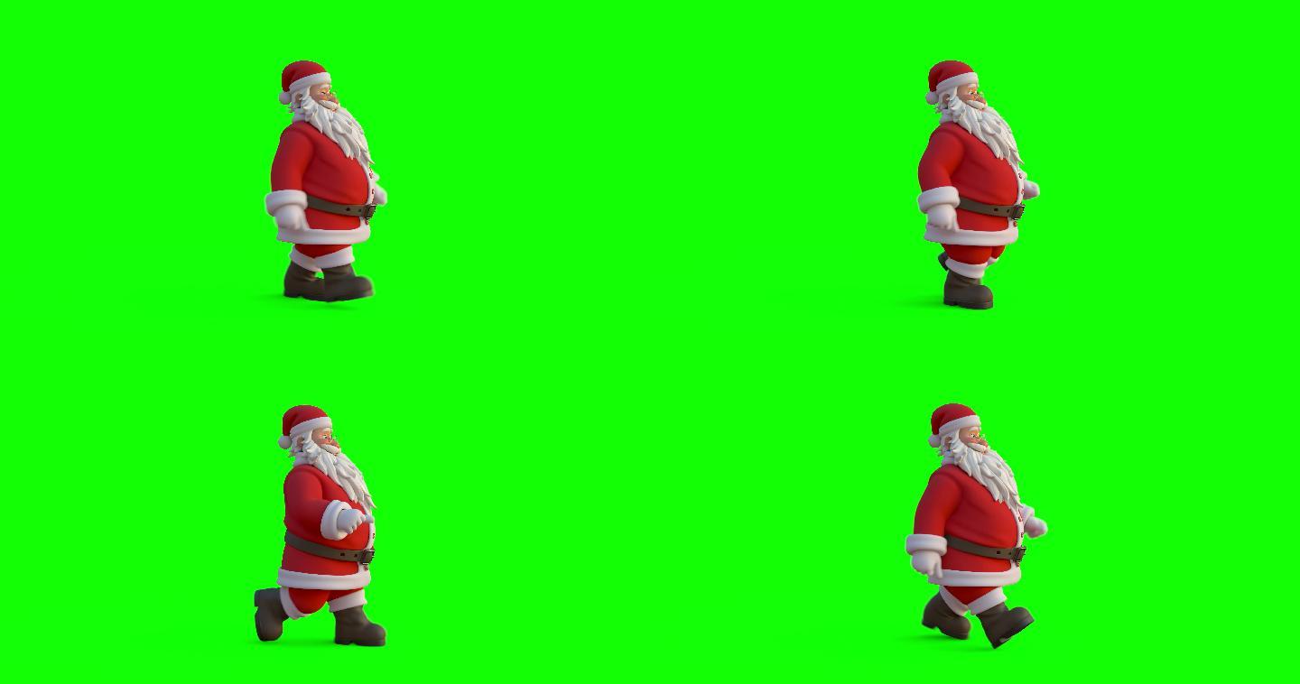 圣诞老人散步绿屏绿幕绿布抠图后期抠像