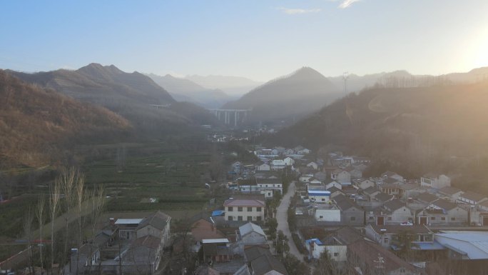 航拍宝鸡市渭滨区孙家庄村