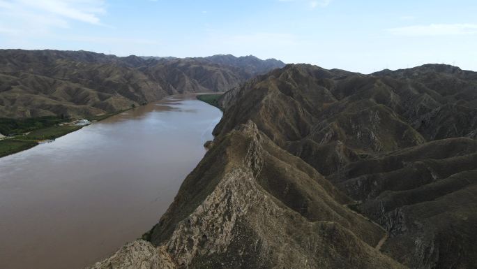 4K素材：航拍宁夏青铜峡黄河大峡谷