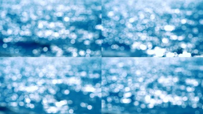 夏季蓝色海面水光粼粼波纹反光