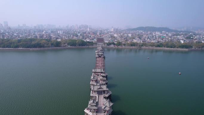 潮州广济桥牌坊街航拍视频