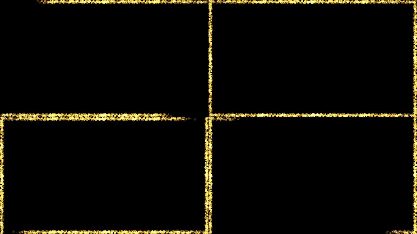 金色发动粒子在黑色背景下形成框架
