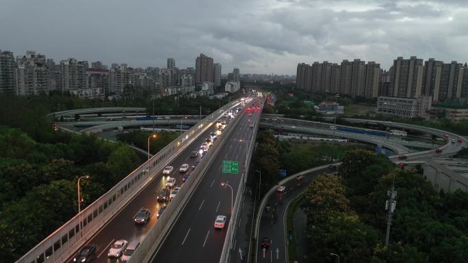 4K原素材-上海内环高架路龙阳路立交