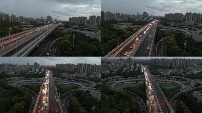 4K原素材-上海内环高架路龙阳路立交
