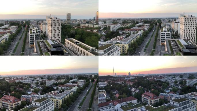慕尼黑鸟瞰图市区城区宣传片金融圈建设