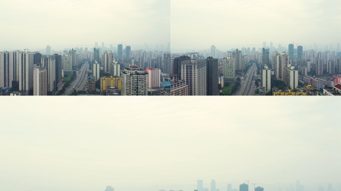 航拍雾都重庆城市高楼