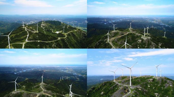 4k航拍国家电网电力建设风力发电