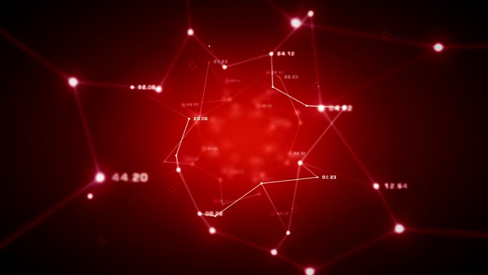 红色数据网络动画点线链接网科技网格数字