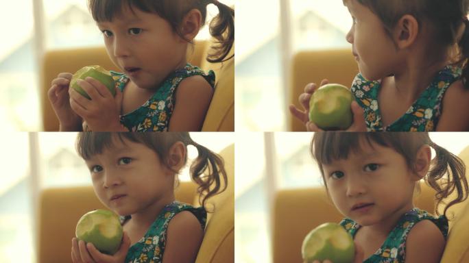 吃苹果的女孩小女孩小女生可爱孙女