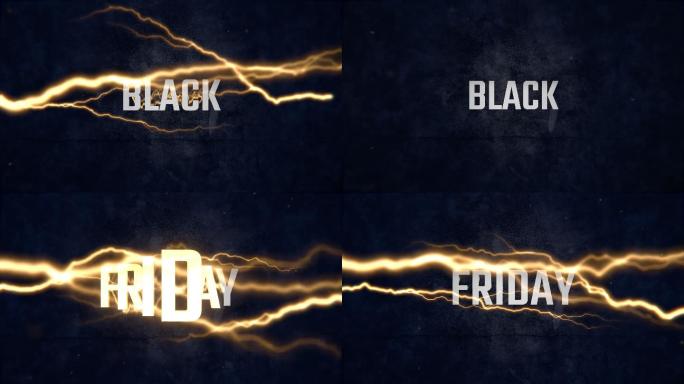 黑色星期五销售闪电和宣传视频文本背景