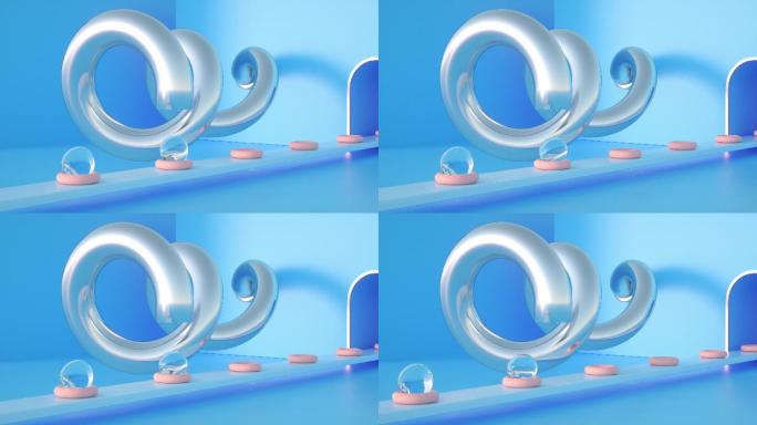 3D液体球体制作，无限循环动画