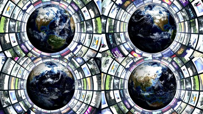 地球和监控隧道全球化科技图文环形图文