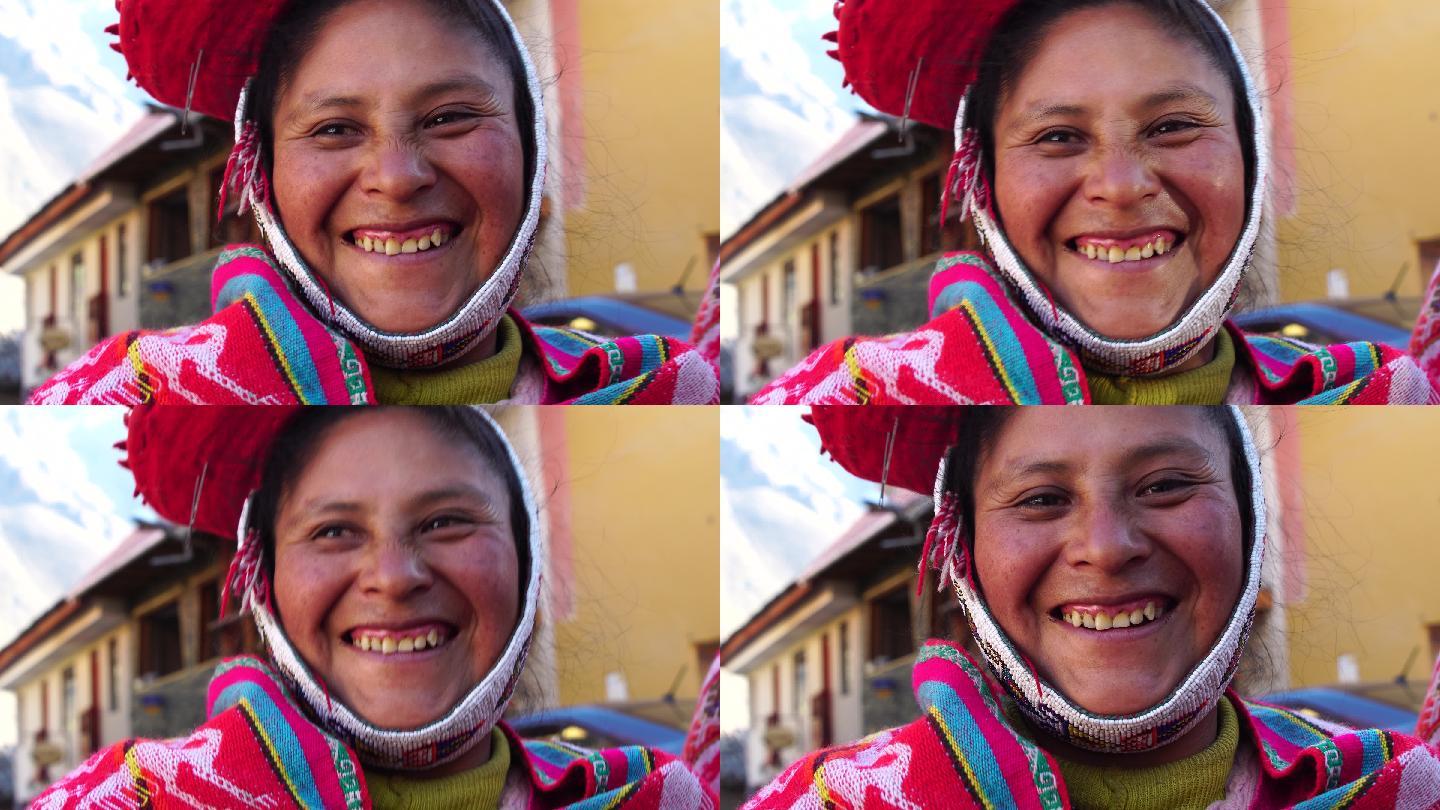 秘鲁传统女性肖像少数民族高兴服装表演
