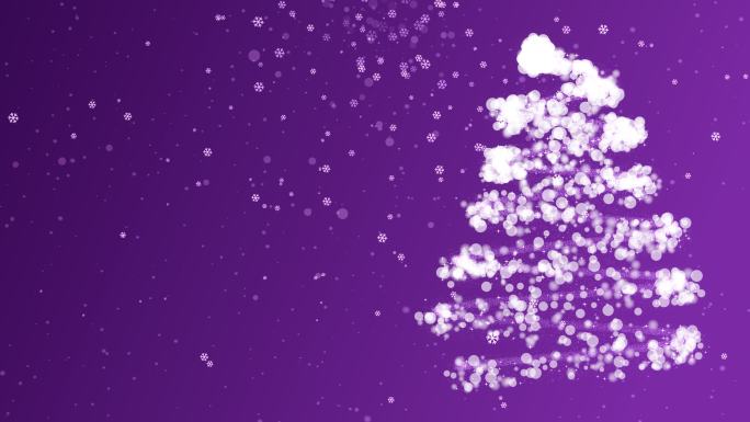 雪花形成的圣诞树紫色动画