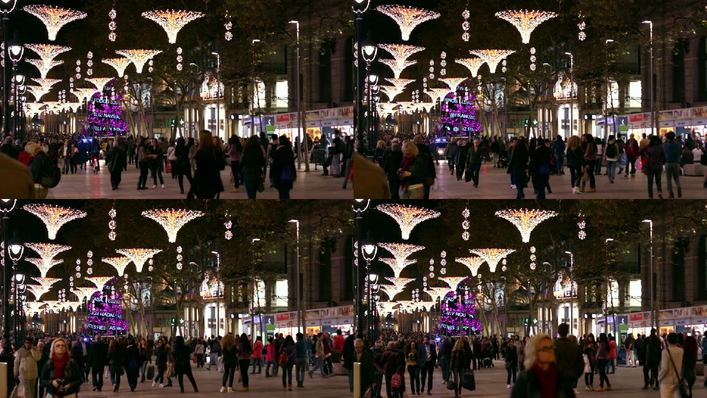 巴塞罗那圣诞路灯装饰