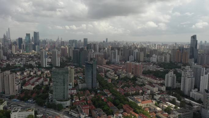 4K原素材-航拍上海长宁区城市全景